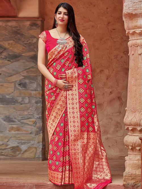ethnic motif banarasi silk saree with blouse - 16829151 - Very Small Image - 1