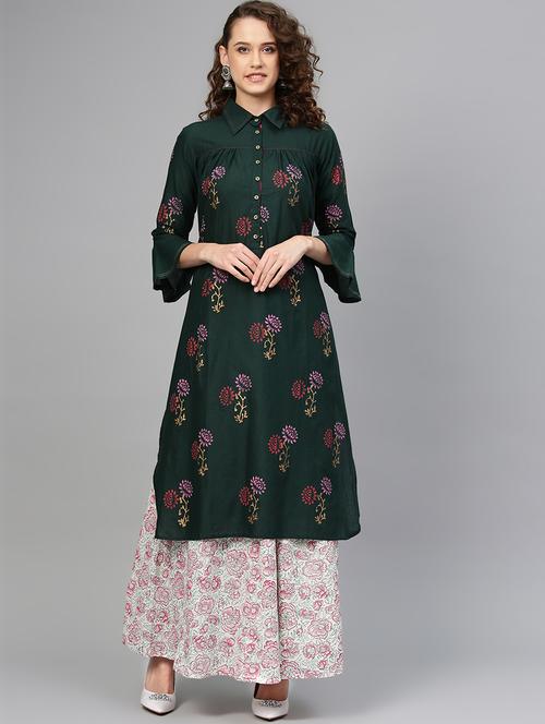 floral kurta skirt set - 16829436 - Very Small Image - 1