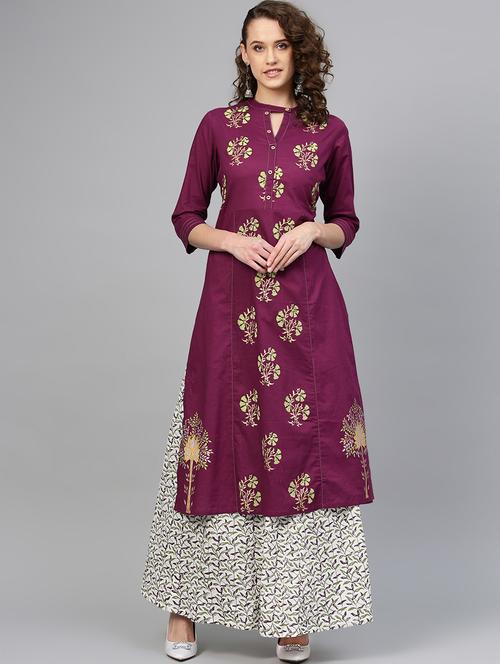 solid kurta skirt set - 16829438 - Very Small Image - 1