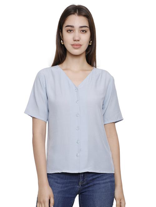 v-neck solid shirt - 16829581 - Very Small Image - 1