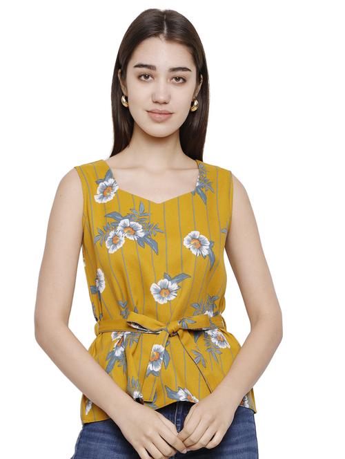 tie front floral top - 16829635 - Very Small Image - 1
