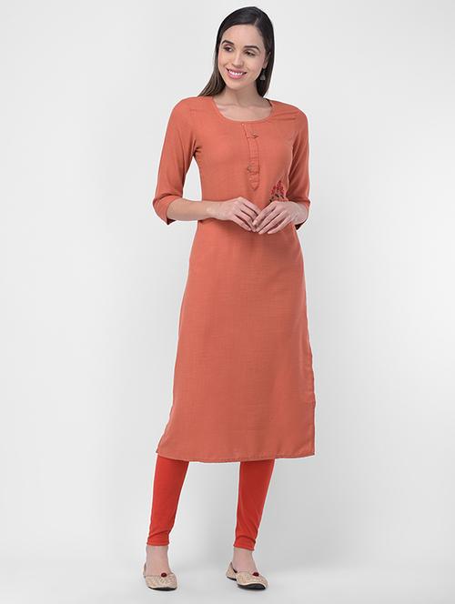 embroidered straight kurta - 16829690 - Very Small Image - 1