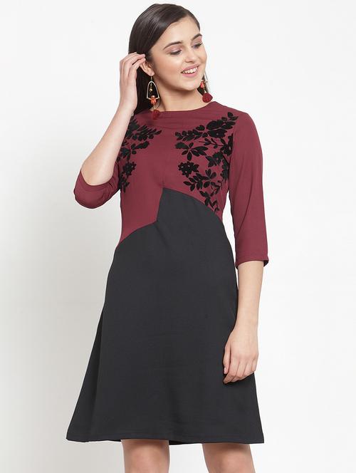 color block floral a-line dress - 16830203 - Very Small Image - 1