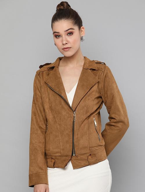 lapel neck suede jacket - 16830630 - Very Small Image - 1