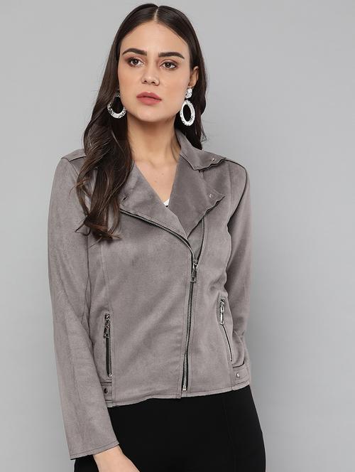 lapel neck suede jacket - 16830640 - Very Small Image - 1