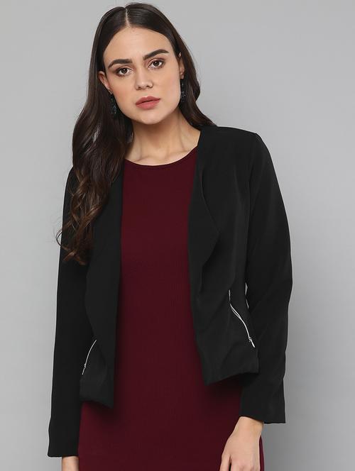 zip up pocket collarless jacket - 16830648 - Very Small Image - 1