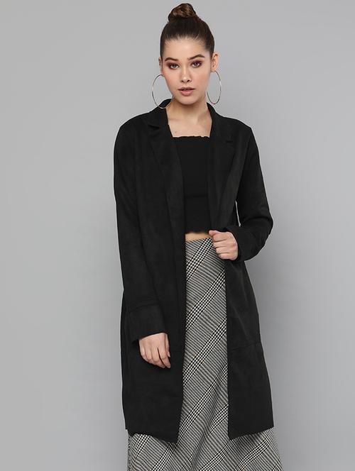 lapel neck solid coat - 16830664 - Very Small Image - 1