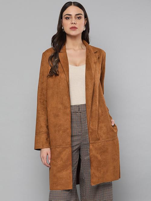 lapel neck solid coat - 16830666 - Very Small Image - 1