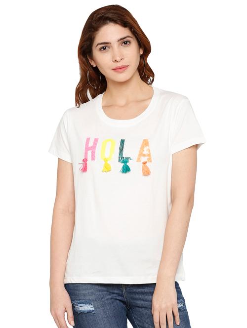 round neck embellished tee - 16830790 - Very Small Image - 1