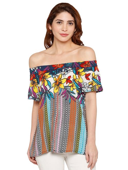 off shoulder floral top - 16830799 - Very Small Image - 1