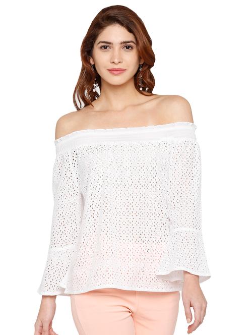 off shoulder bell sleeved top - 16830800 - Very Small Image - 1
