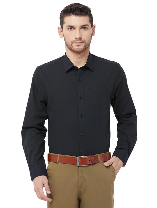 navy blue solid formal shirt - 16830946 - Very Small Image - 1