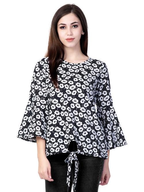 tie front floral top - 16830993 - Very Small Image - 1