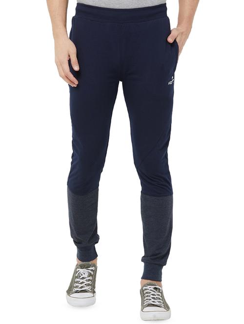 navy blue color block joggers - 16831007 - Very Small Image - 1