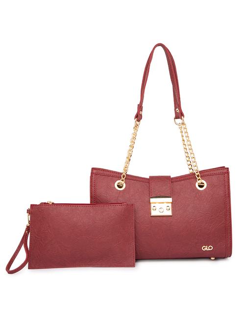 maroon leatherette (pu) handbag - 16831463 - Very Small Image - 1