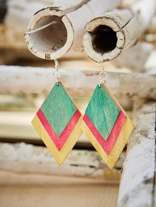 multi colored wood drop earring - 16831761 - Very Small Image - 1