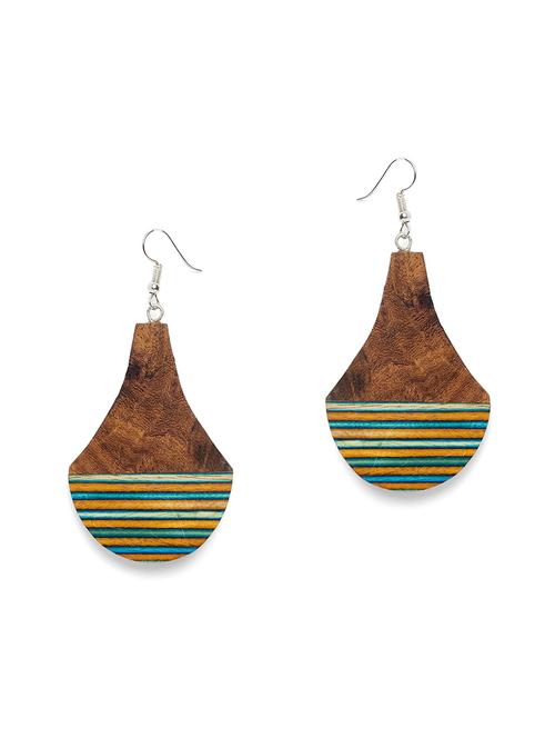 multi colored wood drop earring - 16831762 - Very Small Image - 1