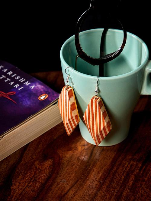 multi colored wood drop earring - 16831765 - Very Small Image - 1