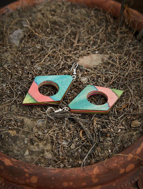 multi colored wood drop earring - 16831773 - Very Small Image - 1