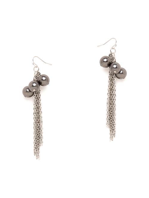 silver metal drop earring - 16831801 - Very Small Image - 1