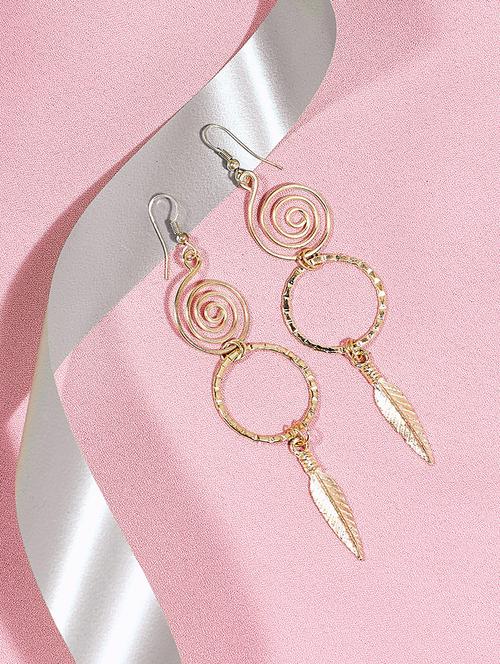 gold metal drop earring - 16831855 - Very Small Image - 1