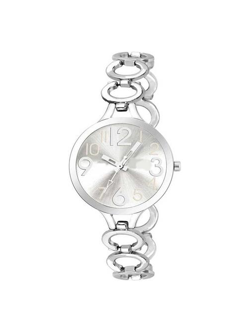 silver fashionable white dial analog watch for girls - 16832009 - Very Small Image - 1
