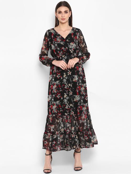 v-neck floral maxi dress - 16832072 - Very Small Image - 1