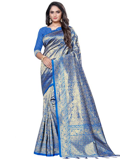 floral awoven saree with blouse - 16832253 - Very Small Image - 1