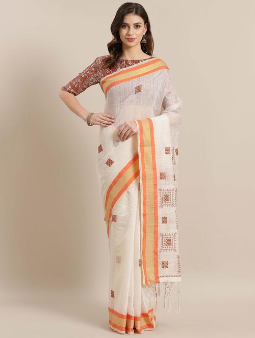 self design embroidered saree with blouse - 16832261 - Very Small Image - 1