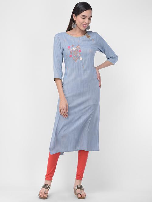 embroidered straight kurta - 16832379 - Very Small Image - 1