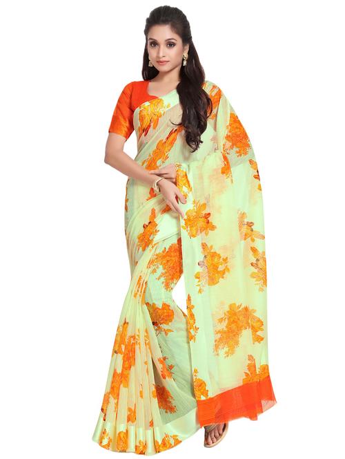 floral printed saree with blouse - 16832431 - Very Small Image - 1