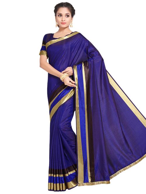 solid plain saree with blouse - 16832434 - Very Small Image - 1