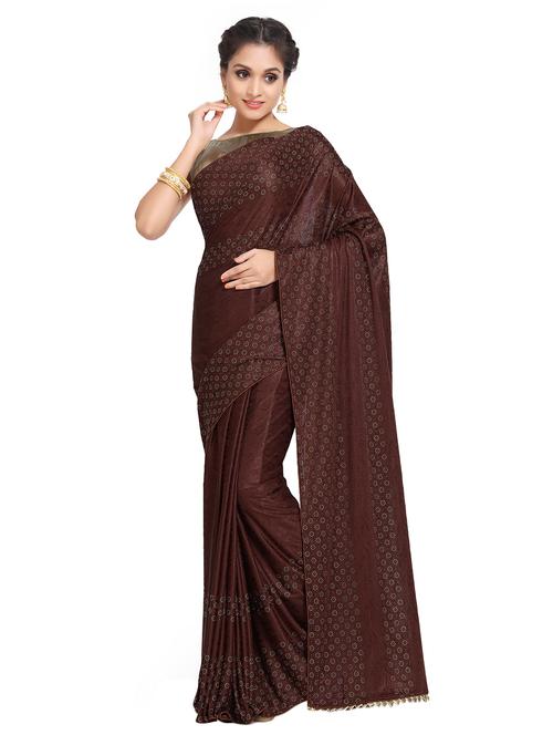 solid printed saree with blouse - 16832436 - Very Small Image - 1