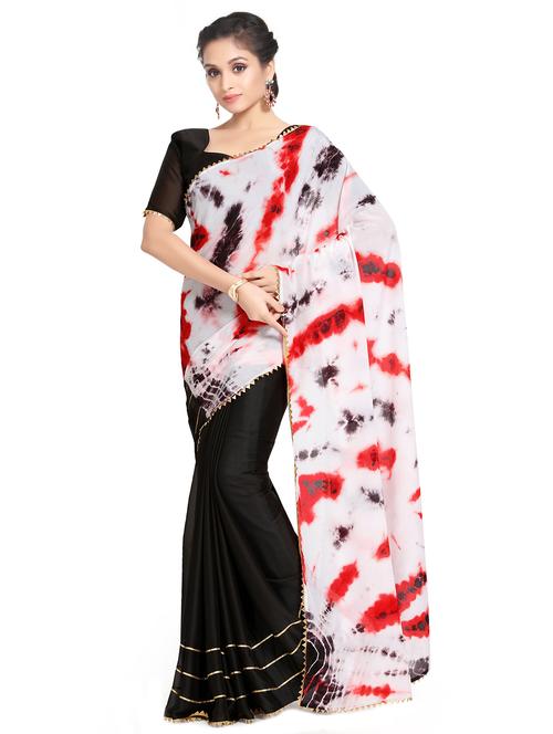 abstract printed saree with blouse - 16832440 - Very Small Image - 1