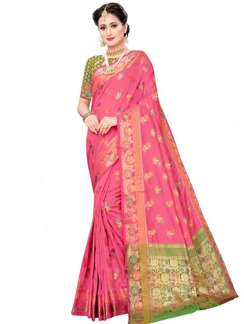 floral kanjivaram saree with blouse - 16832446 - Very Small Image - 1