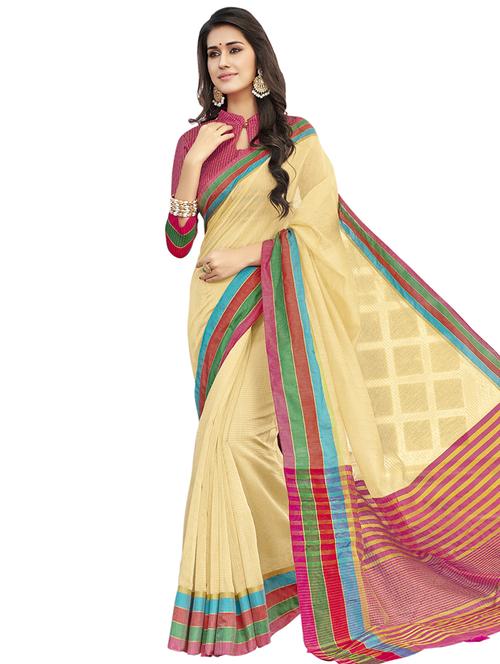 striped woven saree with blouse - 16832456 - Very Small Image - 1