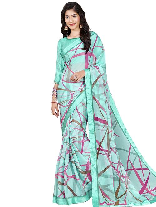 abstract printed saree with blouse - 16832472 - Very Small Image - 1