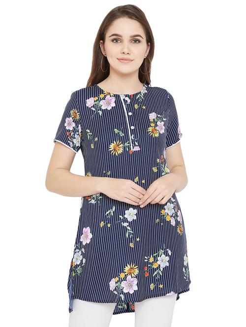 striped floral high-low tunic - 16833204 - Very Small Image - 1