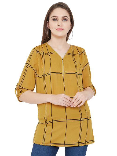 roll up sleeved checkered tunic - 16833213 - Very Small Image - 1