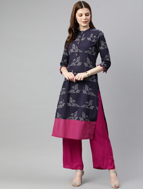 printed kurta palazzo set - 16833287 - Very Small Image - 1