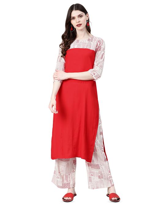 contrast yoke straight kurta - 16834144 - Very Small Image - 1