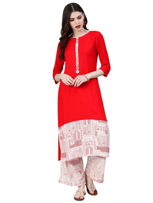solid contrast straight kurta - 16834145 - Very Small Image - 1