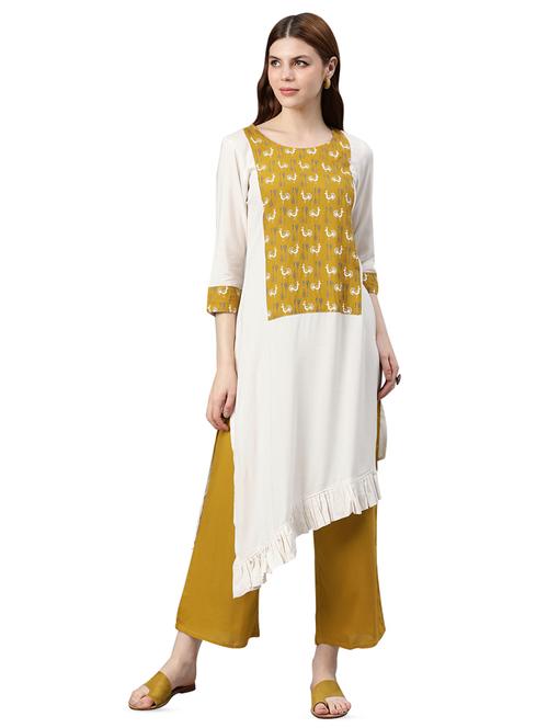conversational asymmetric kurta - 16834165 - Very Small Image - 1