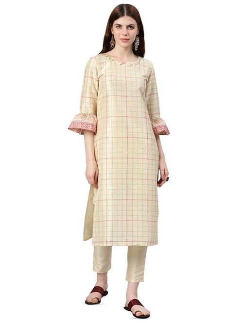 checkered straight kurta - 16834178 - Very Small Image - 1