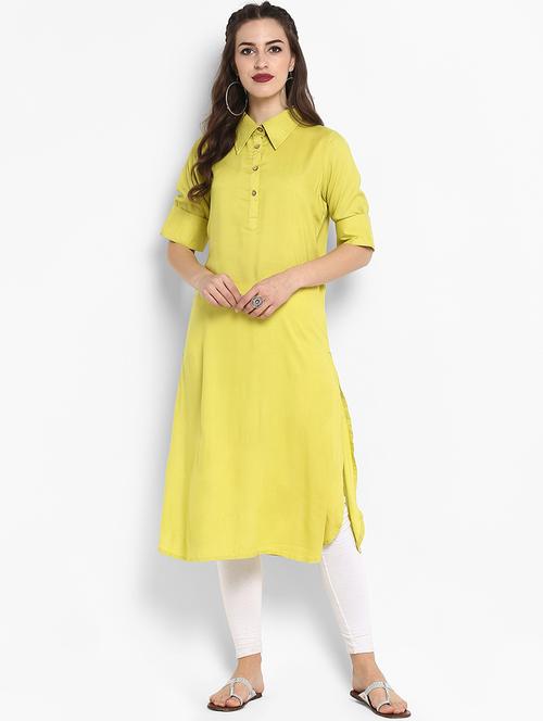 solid a-line kurta - 16834476 - Very Small Image - 1