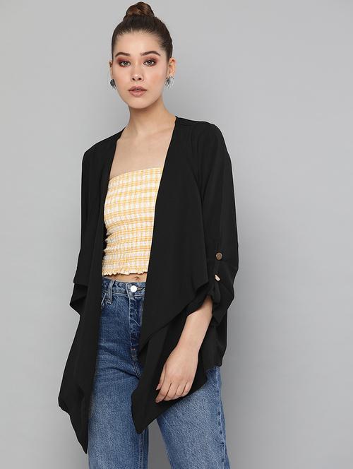 button detail water fall neck shrug - 16834532 - Very Small Image - 1