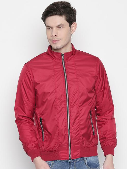 red solid casual jacket - 16834604 - Very Small Image - 1