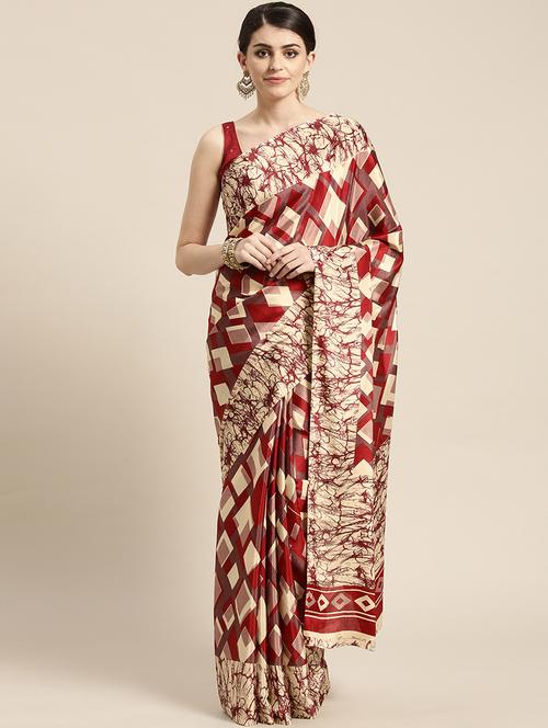 geometrical printed saree with blouse - 16835578 - Very Small Image - 1