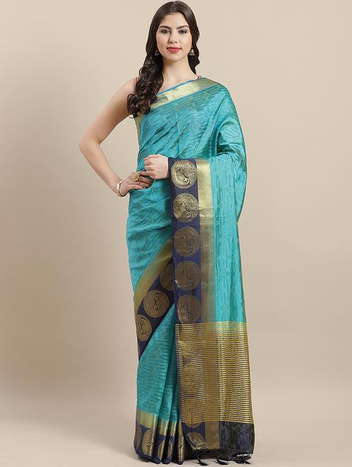 solid jamdani saree with blouse - 16835585 - Very Small Image - 1