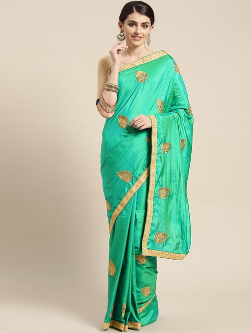embroidered chanderi saree with blouse - 16835587 - Very Small Image - 1